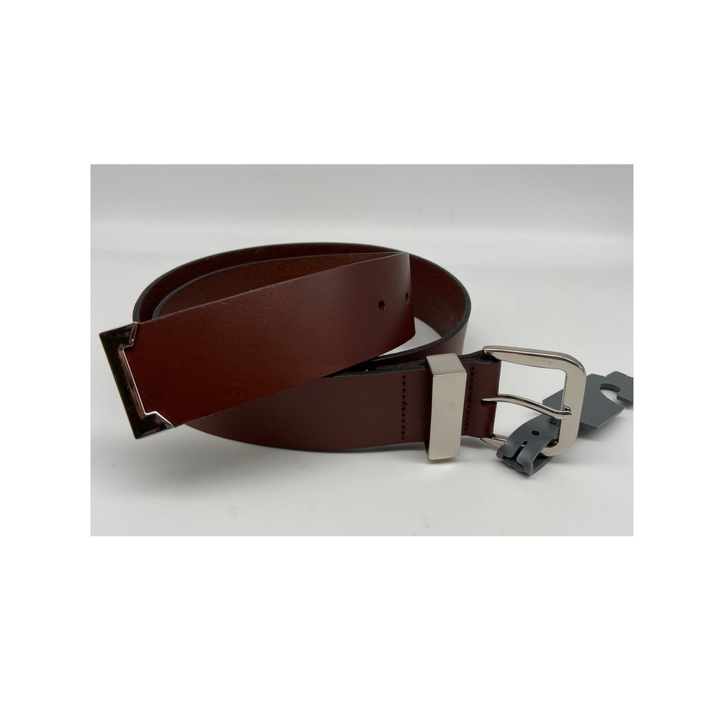 New Nordstrom Belt Womens Sz S Brown‎ Leather Silver Buckle Trouser Fit